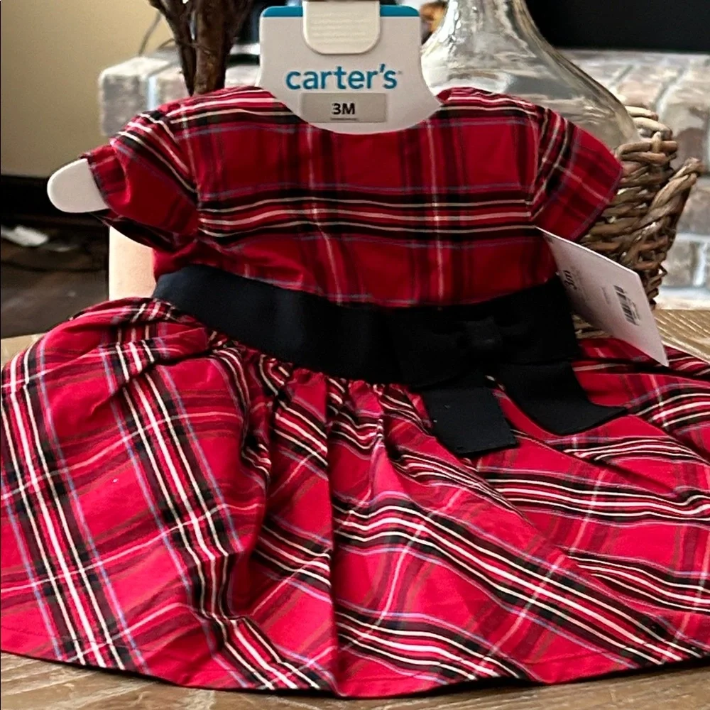 NWT! Baby Girl Carter's Red & Black Plaid Baby Holiday Dress